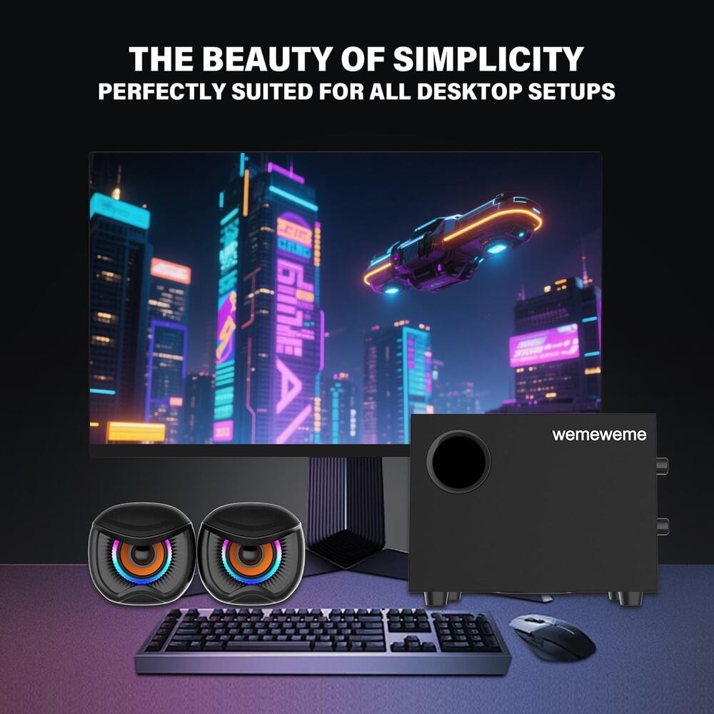 Computer Speakers, PC Speakers with Subwoofer, 2.1 Gaming Speakers for Desktop - Picture 6 of 7